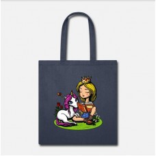 Unicorn Princess Navy Tote Bag